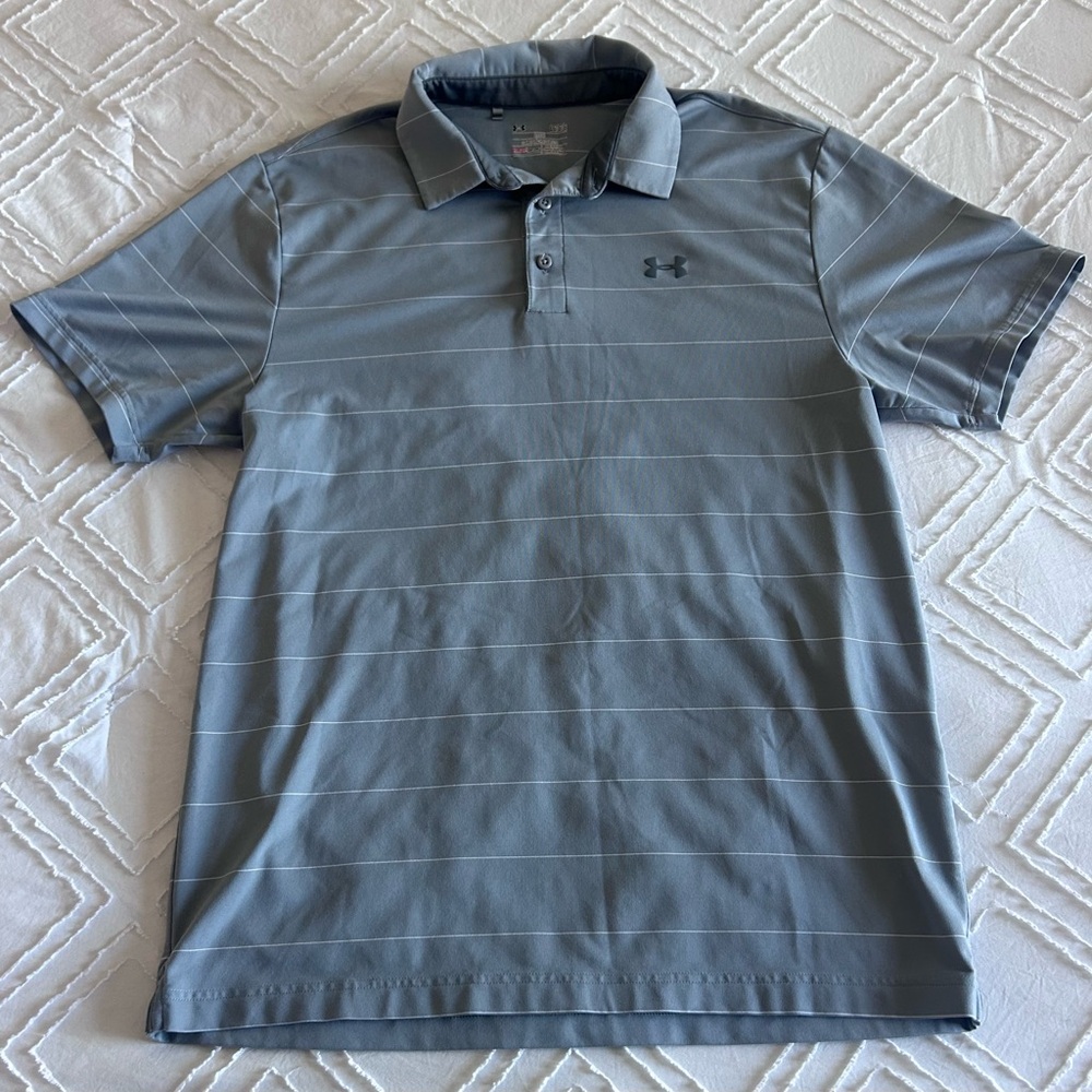 Under Armour Men's Steel Blue Golf Zone Playoff Polo Shirt Sz Large